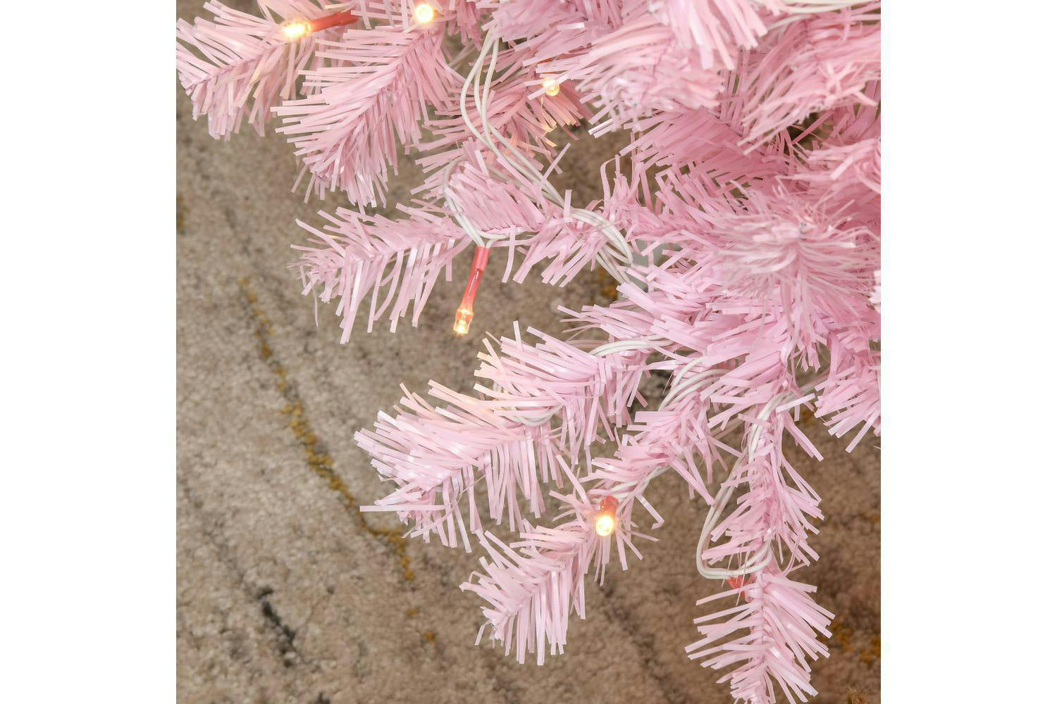 Homcom | Prelit Pencil Slim Christmas Tree | Pink | 6ft-8