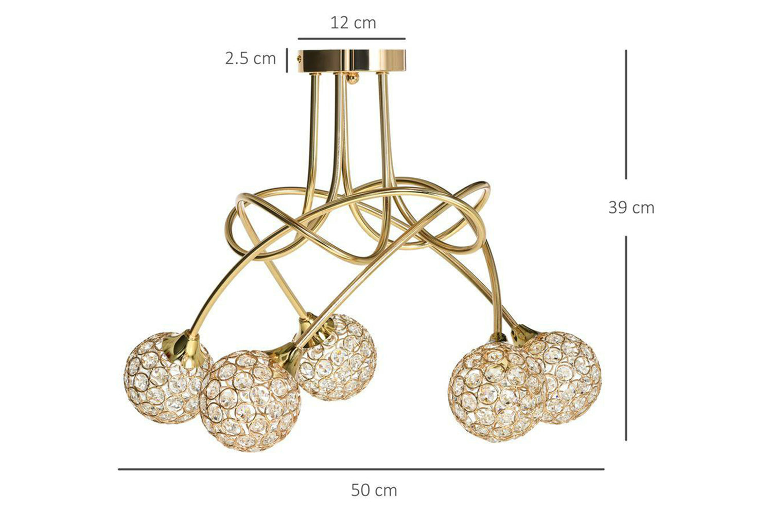 Homcom | Crystal Chandelier | Golden/Clear-3