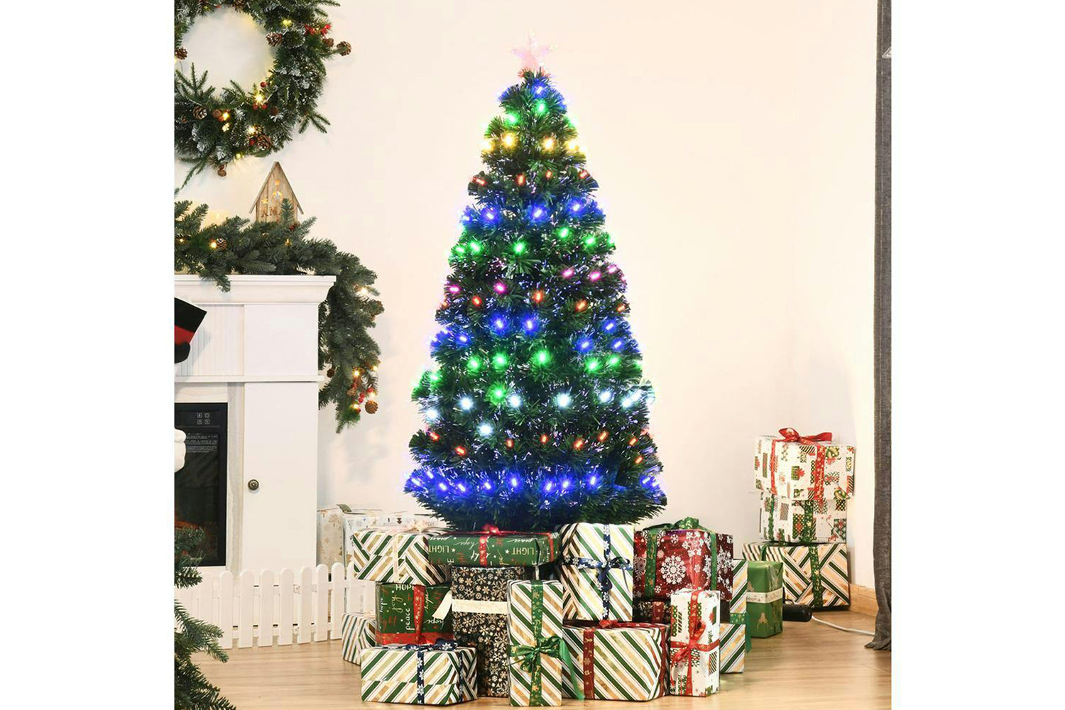 Homcom | Pre-lit Fiber Optic Christmas Tree | 5ft-2