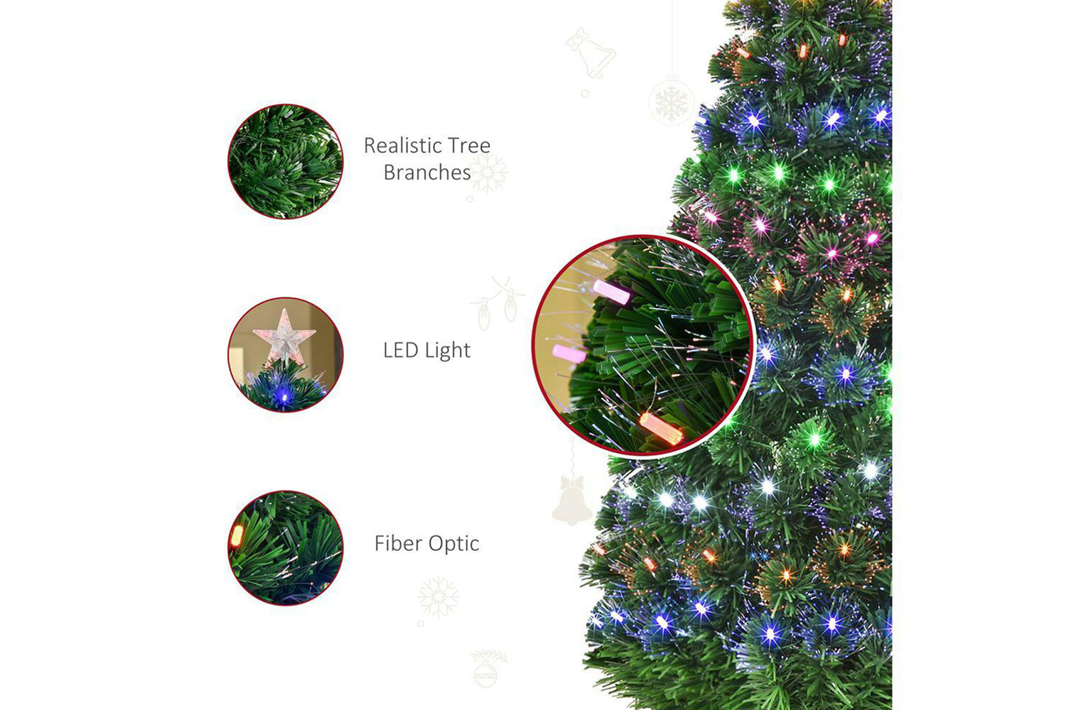 Homcom | Pre-lit Fiber Optic Christmas Tree | 5ft-5