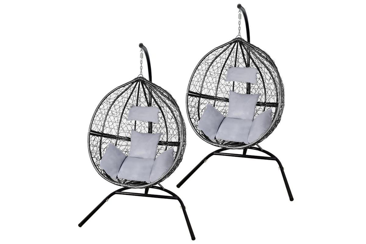 Monstershop Rattan Egg Chairs | 2 Pieces | Black