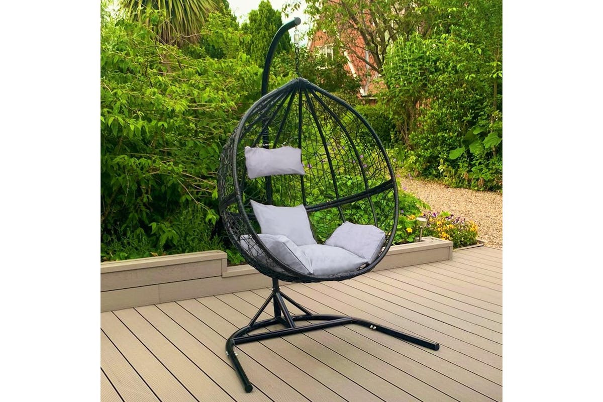 Monstershop Rattan Egg Chairs | 2 Pieces | Black-7