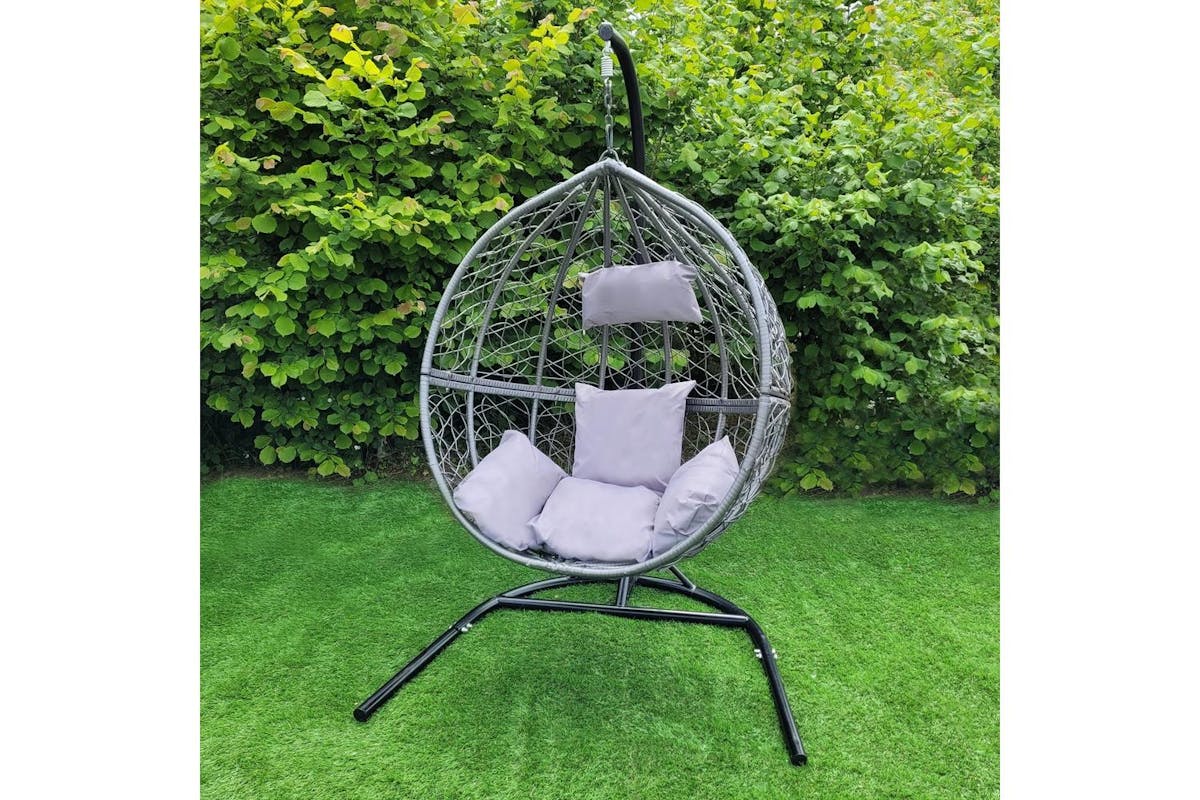 Monstershop Rattan Egg Chair with Rain Cover | 2 Pieces | Grey-7