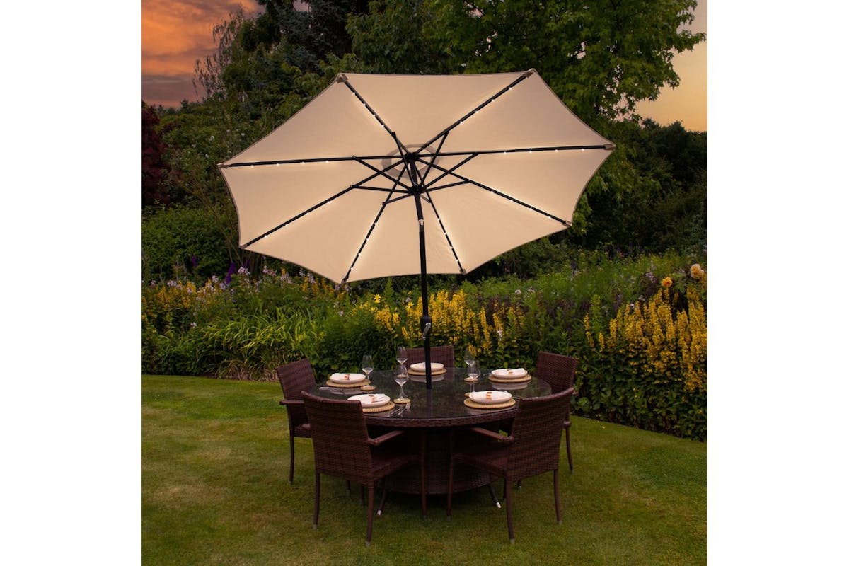 Monstershop Beautiful LED Tilt Parasol | Beige-2