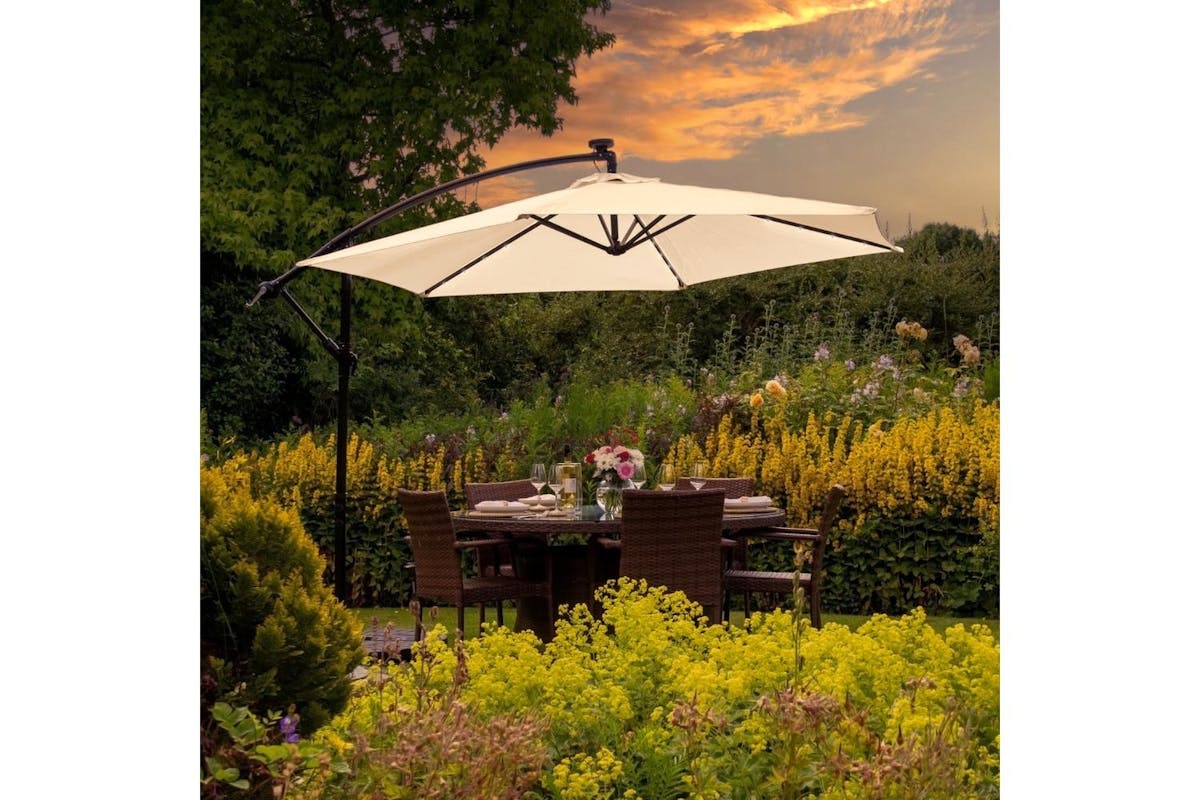 Monstershop Beautiful LED Cantilever Parasol | Beige-3