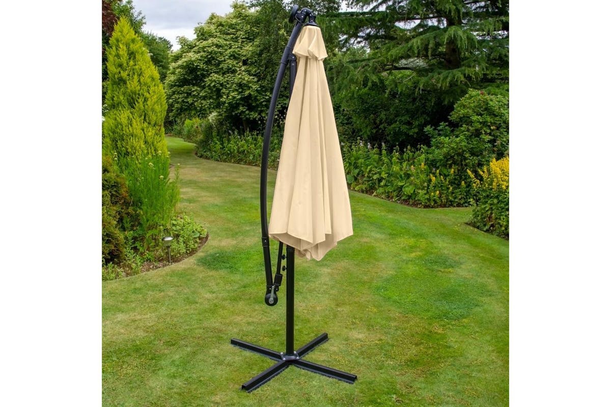 Monstershop Beautiful LED Cantilever Parasol | Beige-4