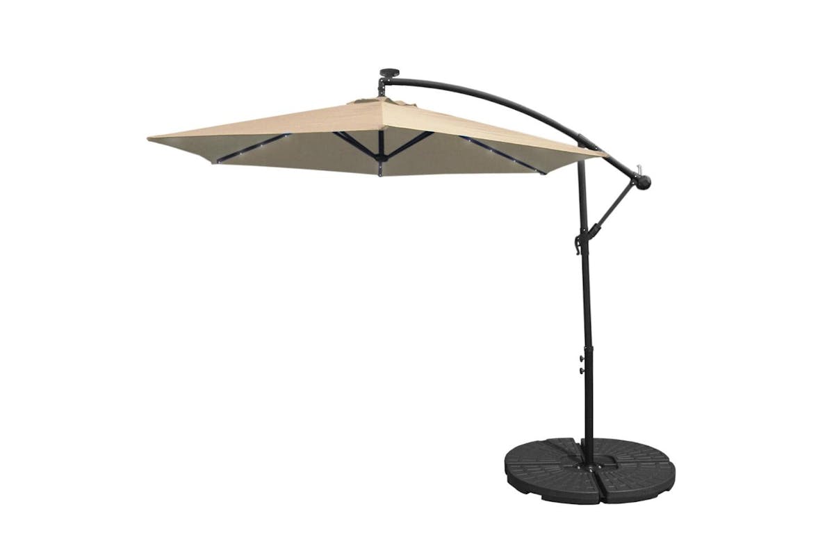 Monstershop LED Cantilever Parasol with Fan Base | Beige