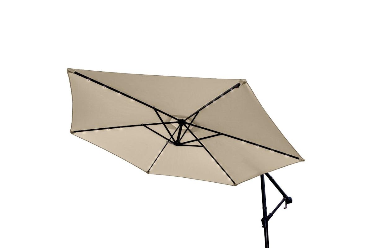 Monstershop LED Cantilever Parasol with Fan Base | Beige-4