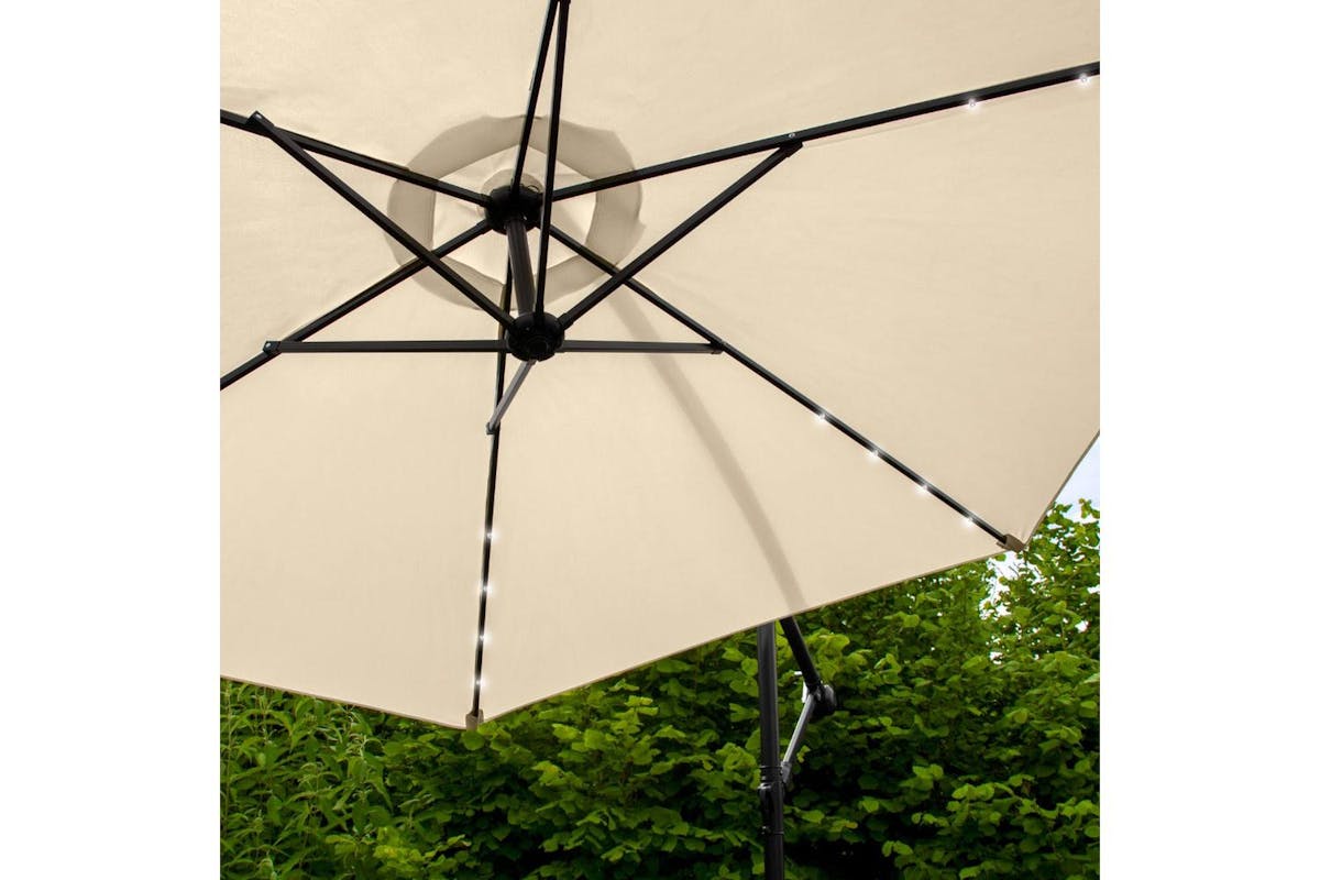Monstershop LED Cantilever Parasol with Fan Base | Beige-6