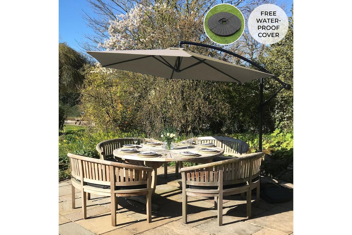 Monstershop Cantilever Parasol and Fan Base | Beige-3