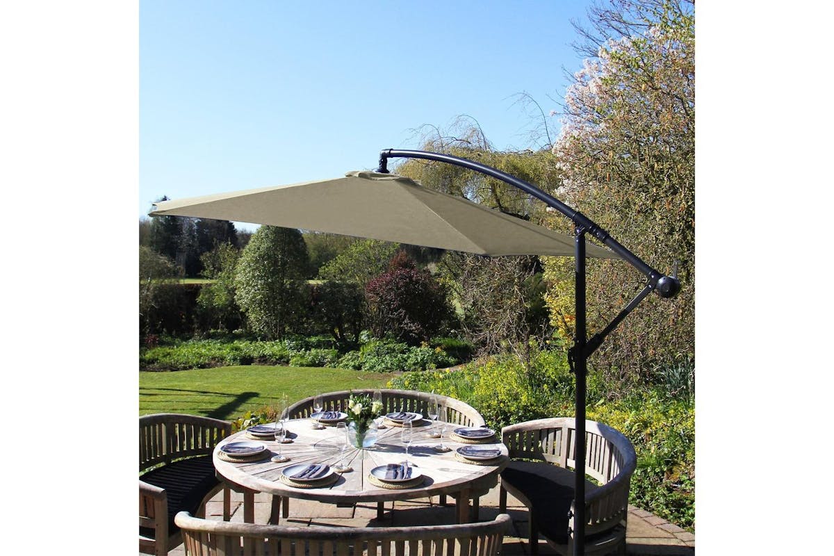 Monstershop Cantilever Parasol & Square Base | Beige-4