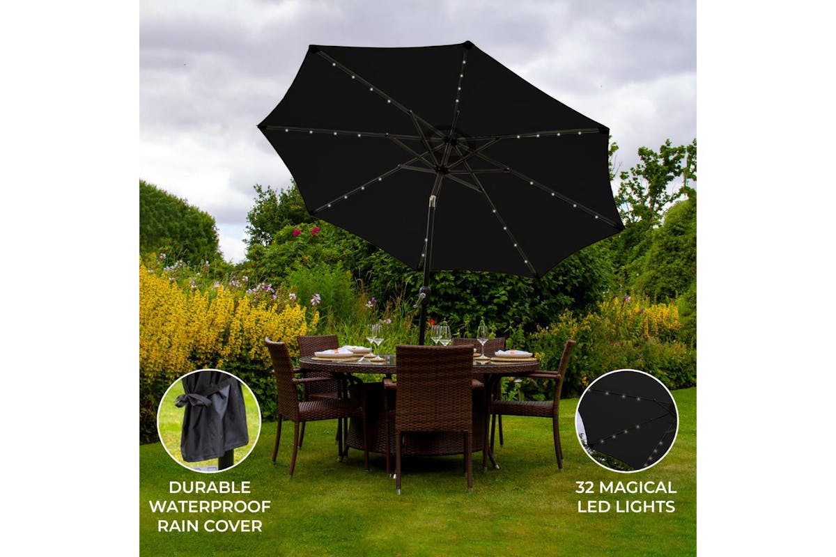 Monstershop LED Tilt Parasol with Light | Black-3