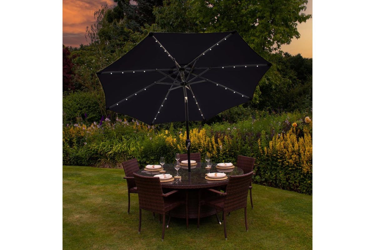 Monstershop LED Tilt Parasol with Light | Black-2
