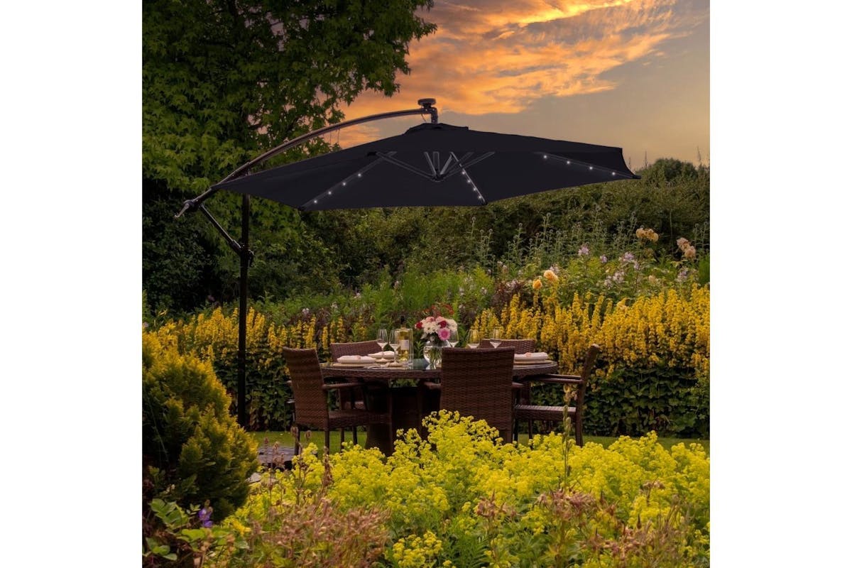 Monstershop LED Cantilever Parasol | Black-2
