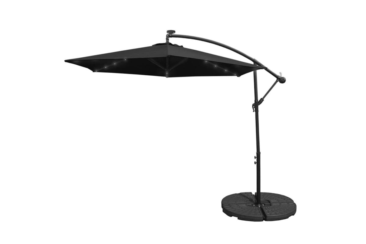 Monstershop LED Cantilever Parasol with Fan Base | Black