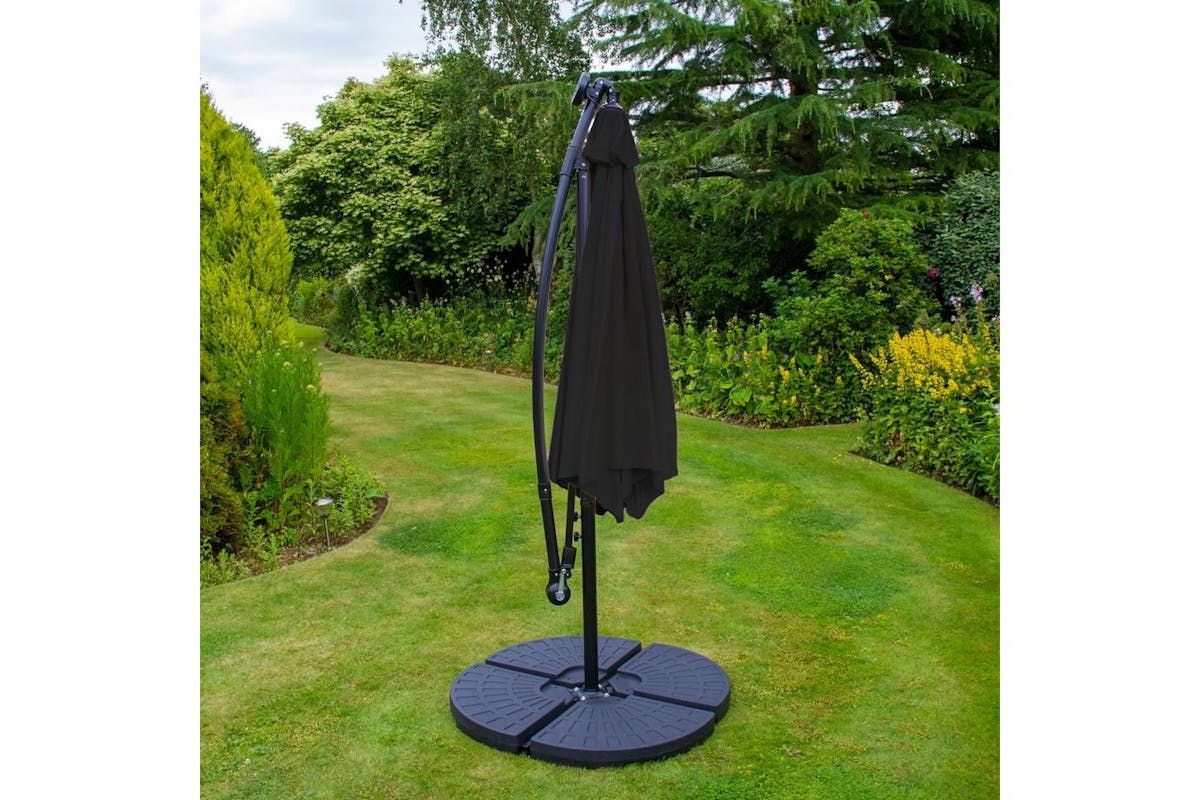 Monstershop LED Cantilever Parasol with Fan Base | Black-5