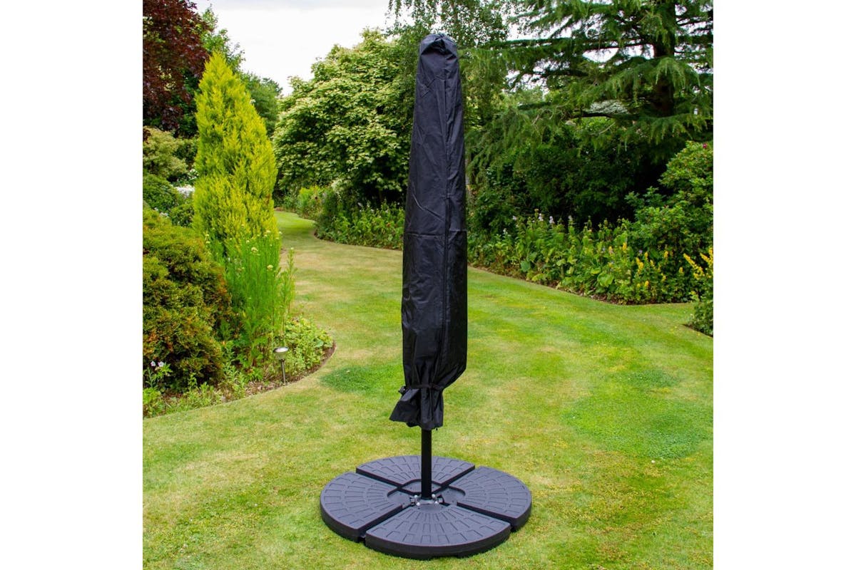 Monstershop LED Cantilever Parasol with Fan Base | Black-7