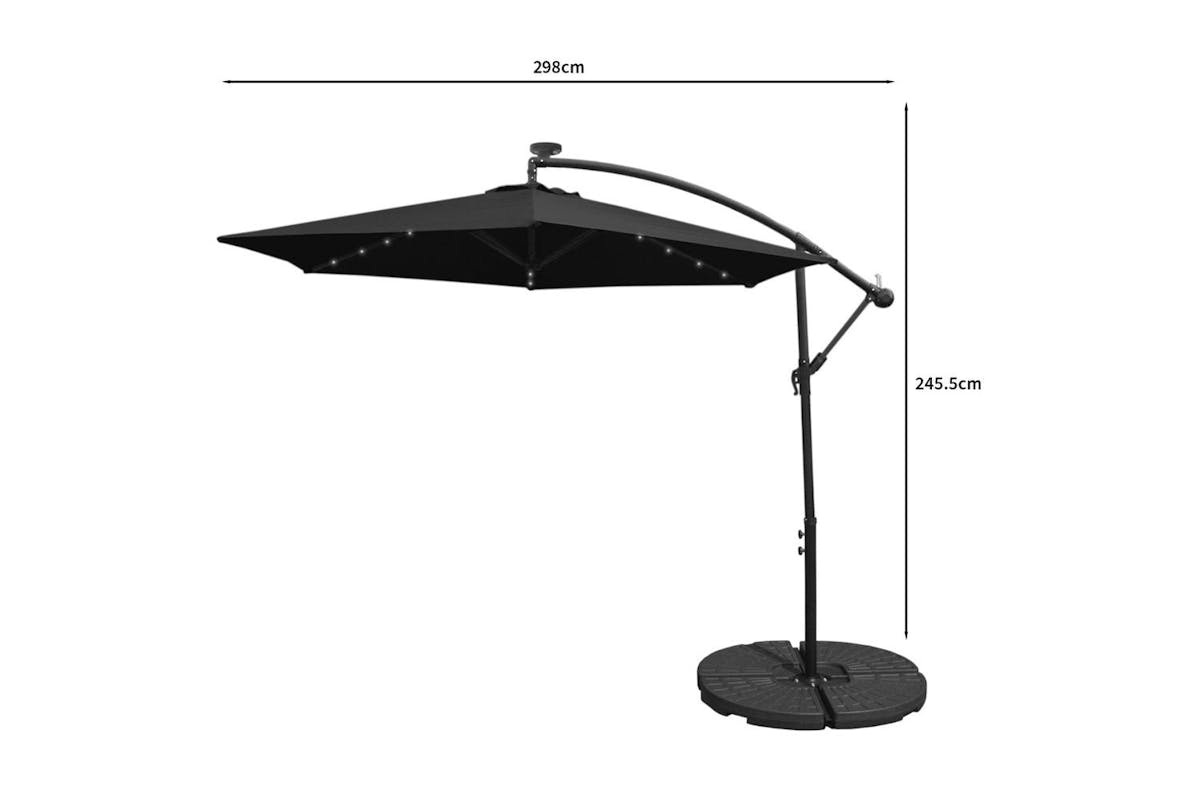 Monstershop LED Cantilever Parasol with Fan Base | Black-9