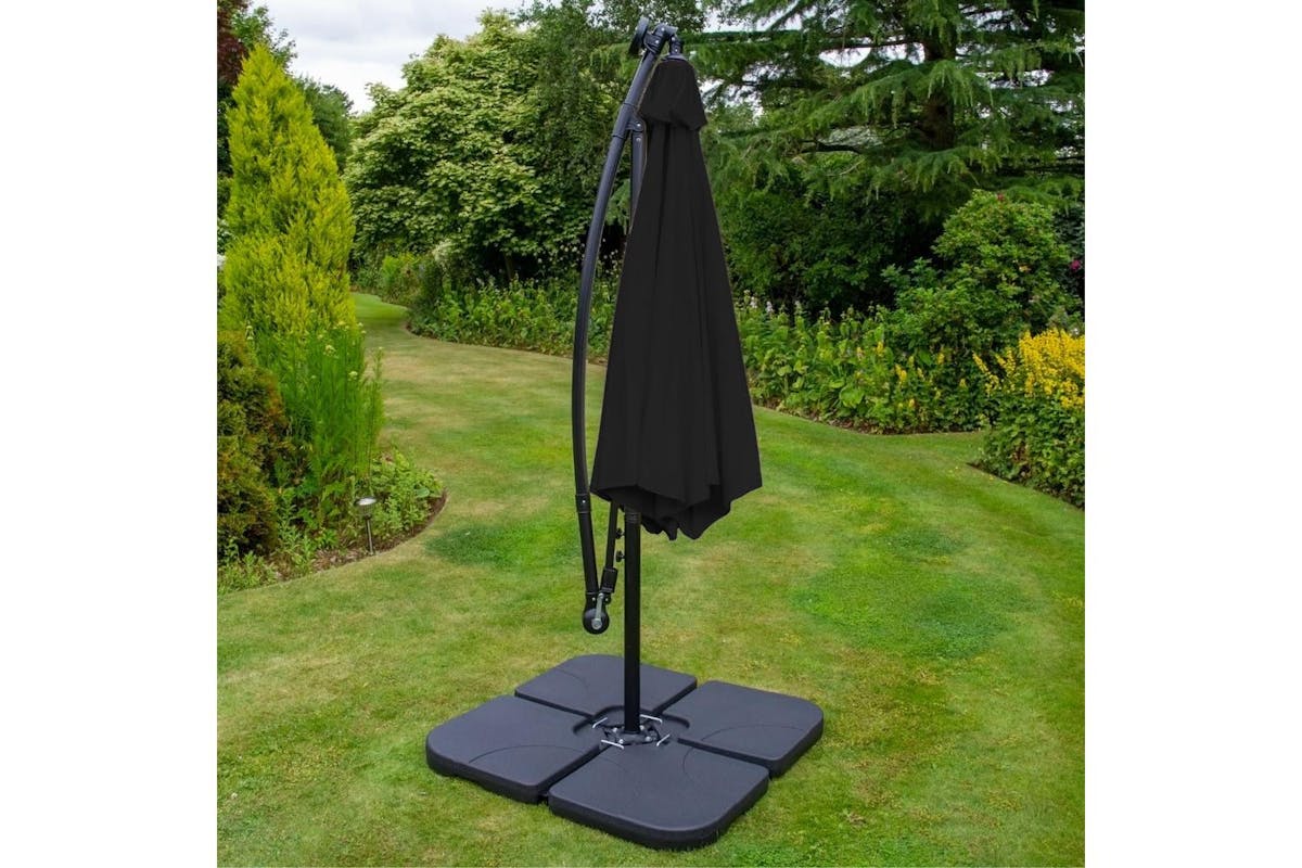 Monstershop LED Cantilever Parasol with Plain Base | Black-4
