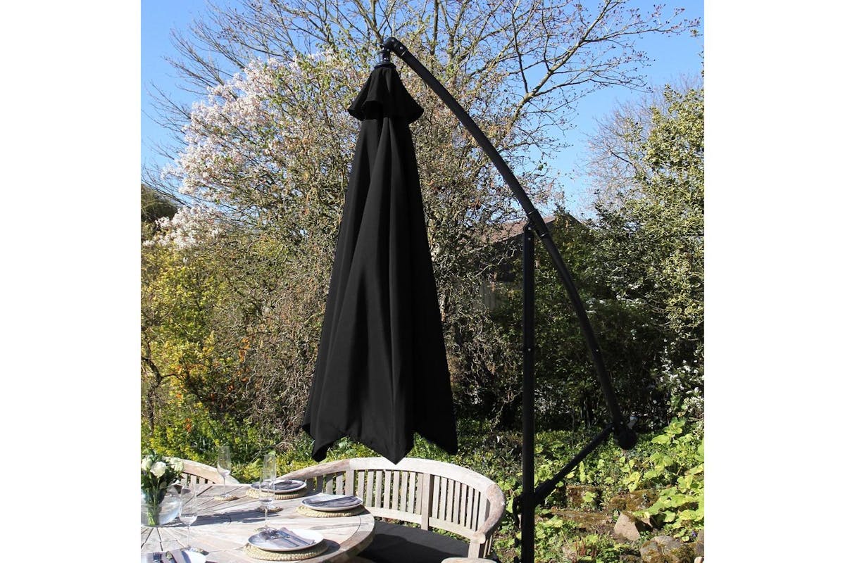 Monstershop Cantilever Parasol & Square Base | Black-4