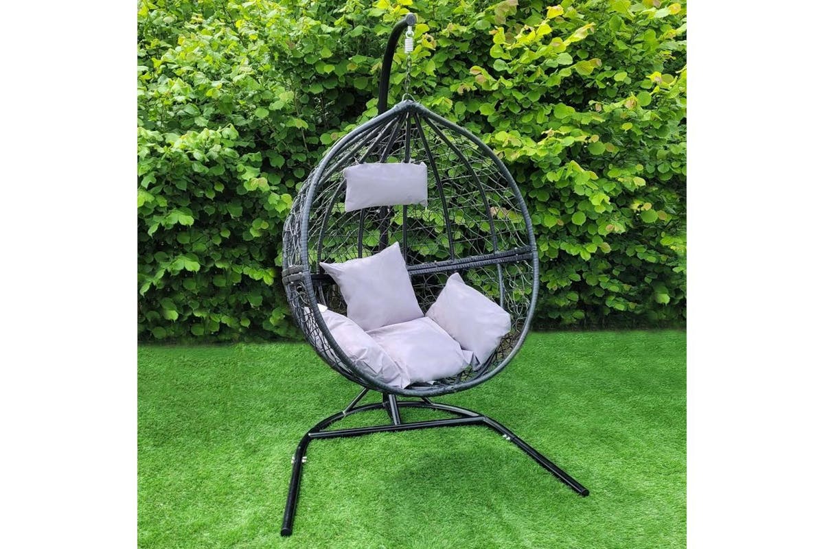 Monstershop Rattan Egg Chair | Black-2