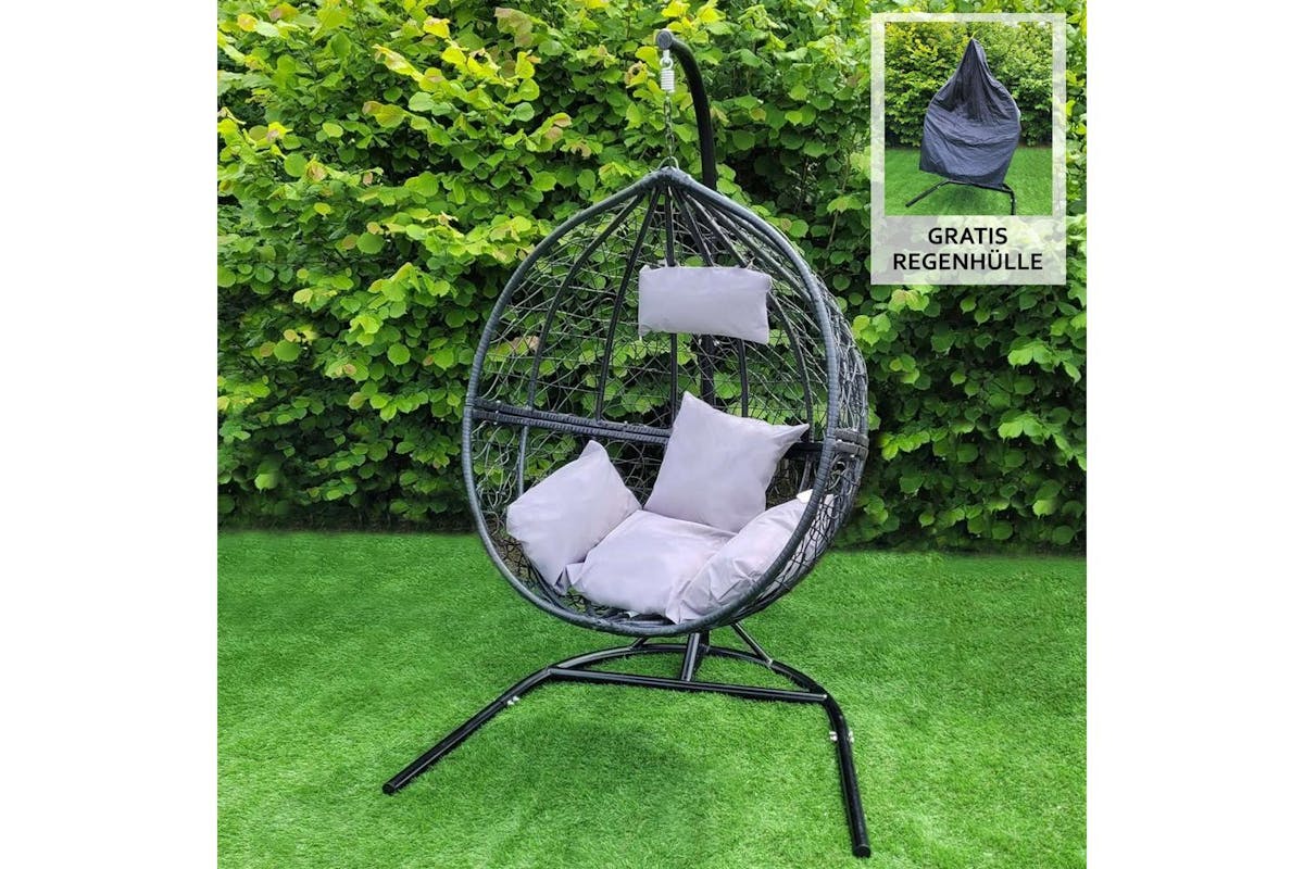 Monstershop Rattan Egg Chair | Black-4