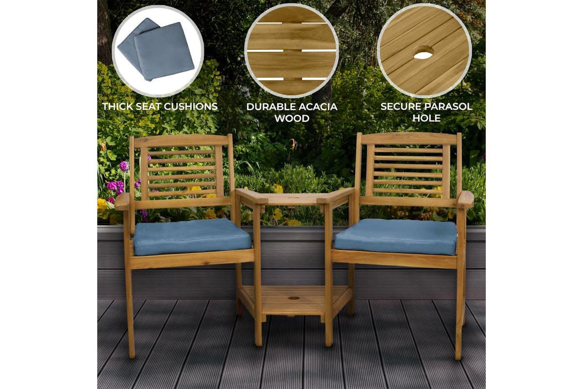 Monstershop Wooden Companion Seat Chair | Brown & Grey-3