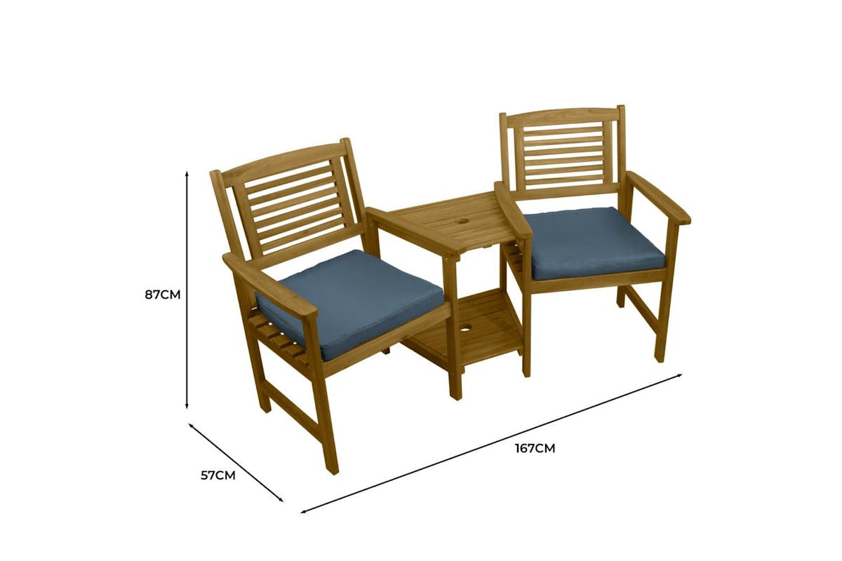 Monstershop Wooden Companion Seat Chair | Brown & Grey-8