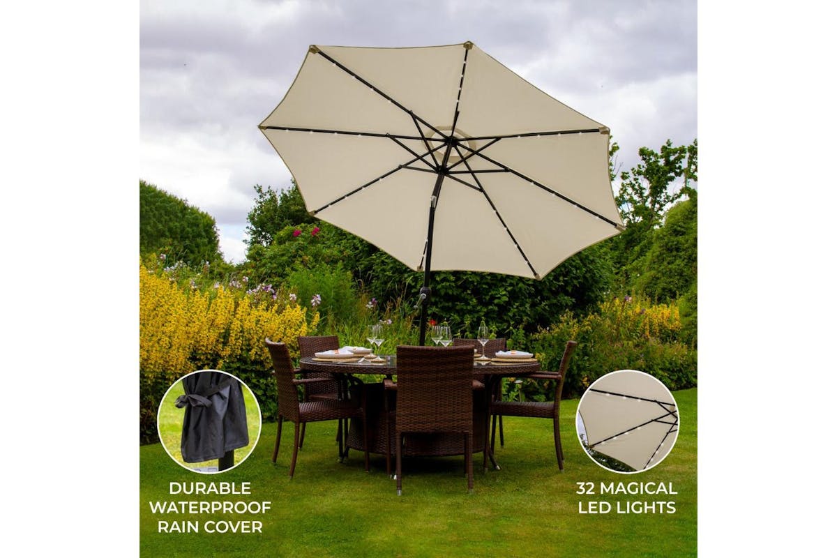 Monstershop LED Tilt Parasol | Cream-3