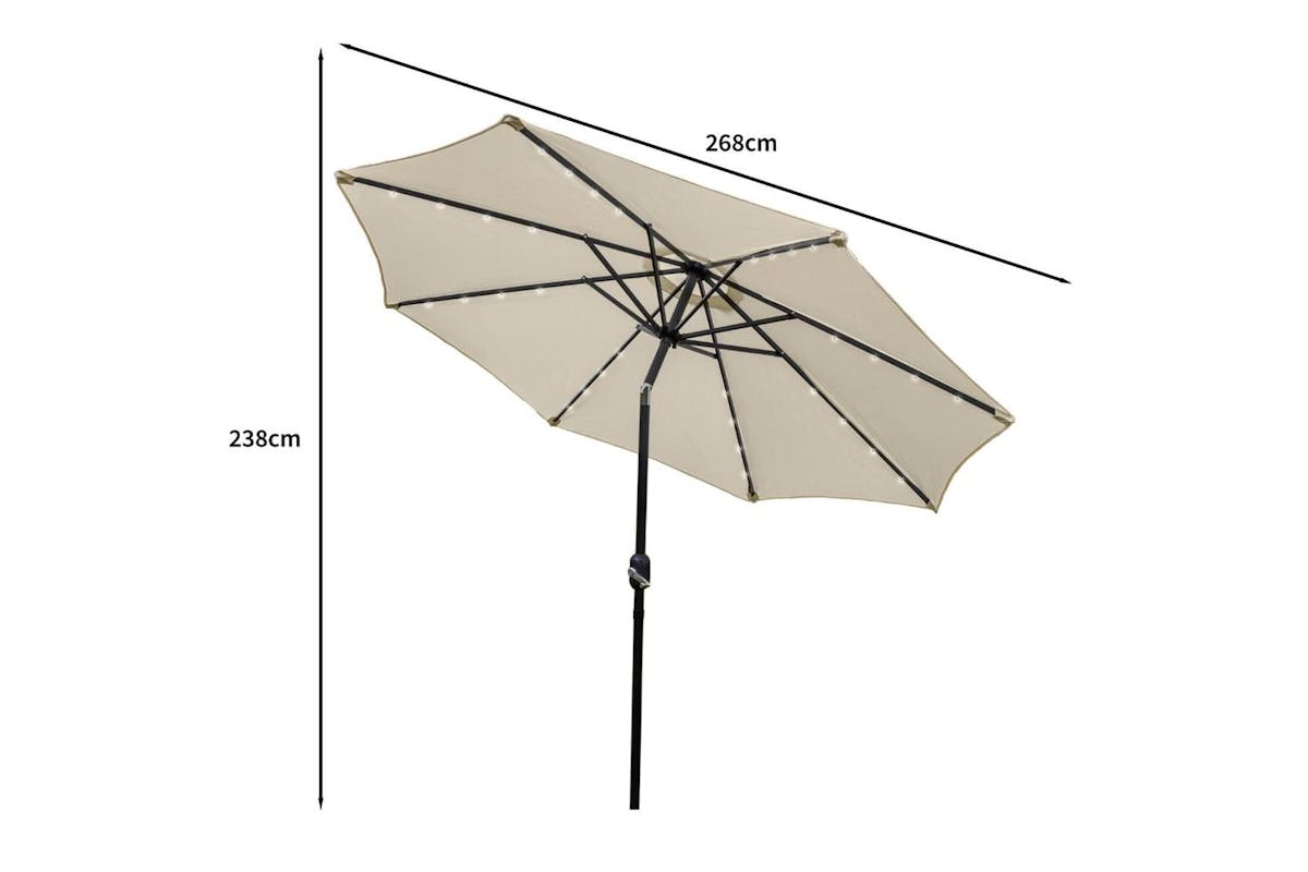 Monstershop LED Tilt Parasol | Cream-8