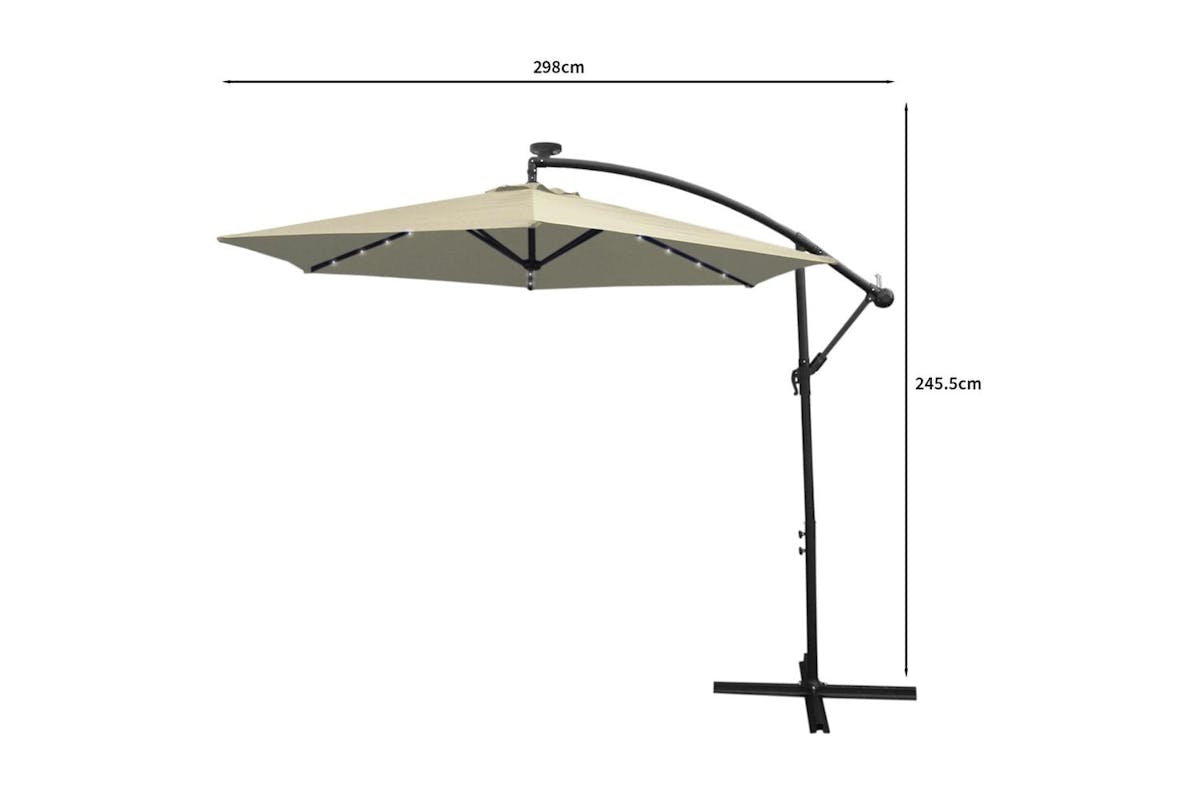 Monstershop LED Cantilever Parasol | Cream-8
