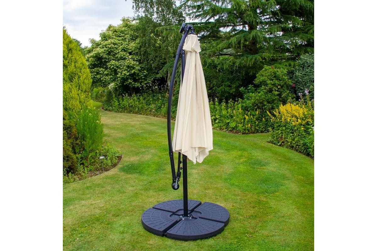 Monstershop LED Cantilever Parasol with Fan Base | Cream-4
