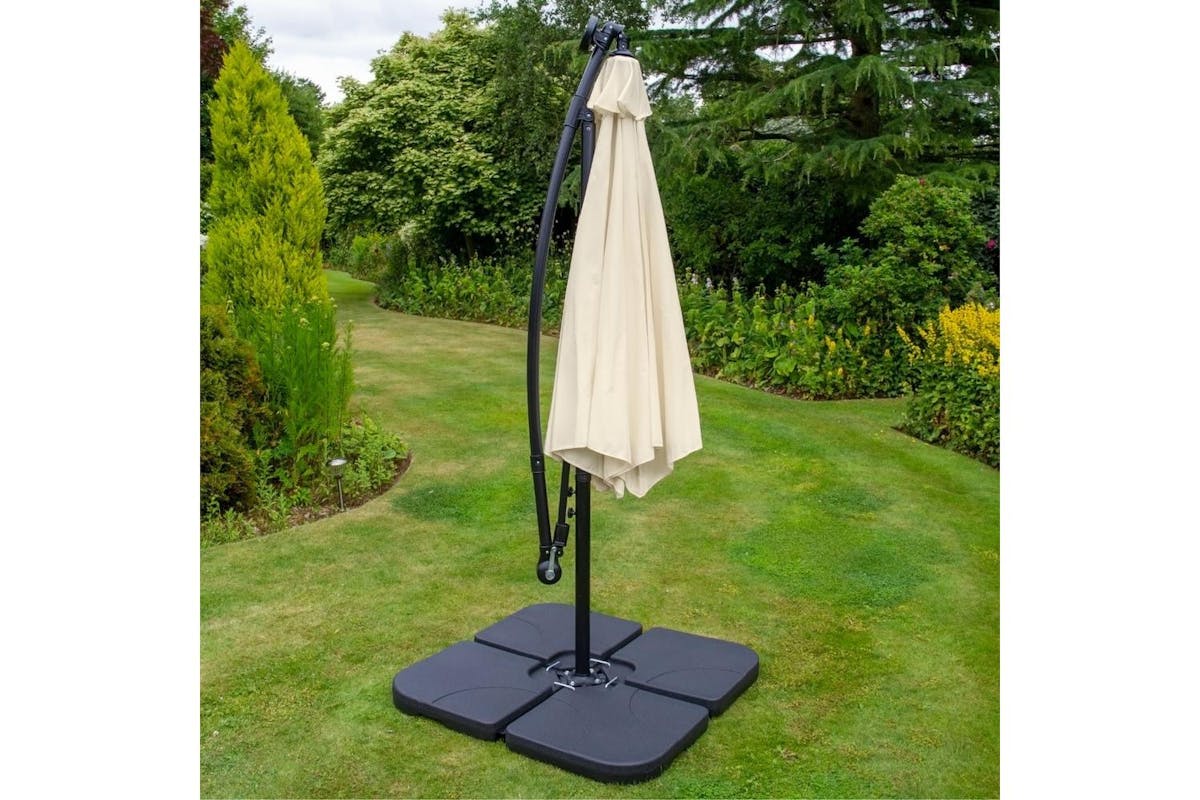 Monstershop LED Cantilever Parasol With Plain Base | Cream-4