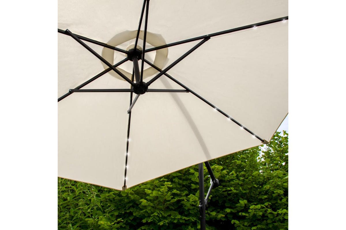 Monstershop LED Cantilever Parasol With Plain Base | Cream-7