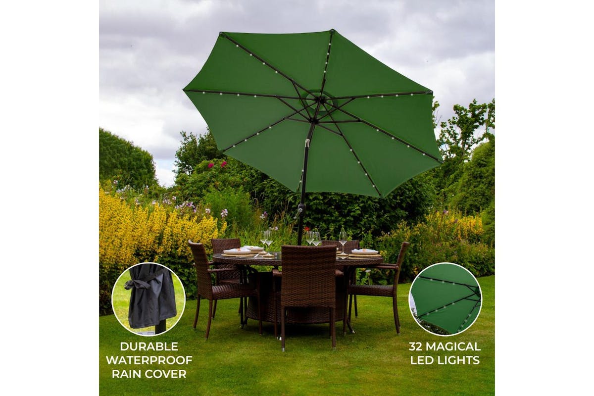 Monstershop 2.7m LED Tilt Parasol | Green-3
