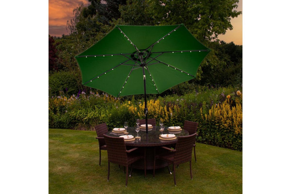 Monstershop 2.7m LED Tilt Parasol | Green-2