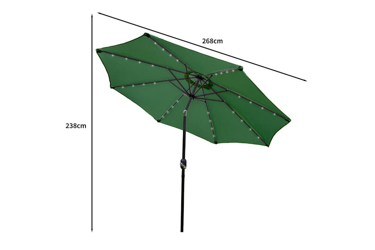 Monstershop 2.7m LED Tilt Parasol | Green-9