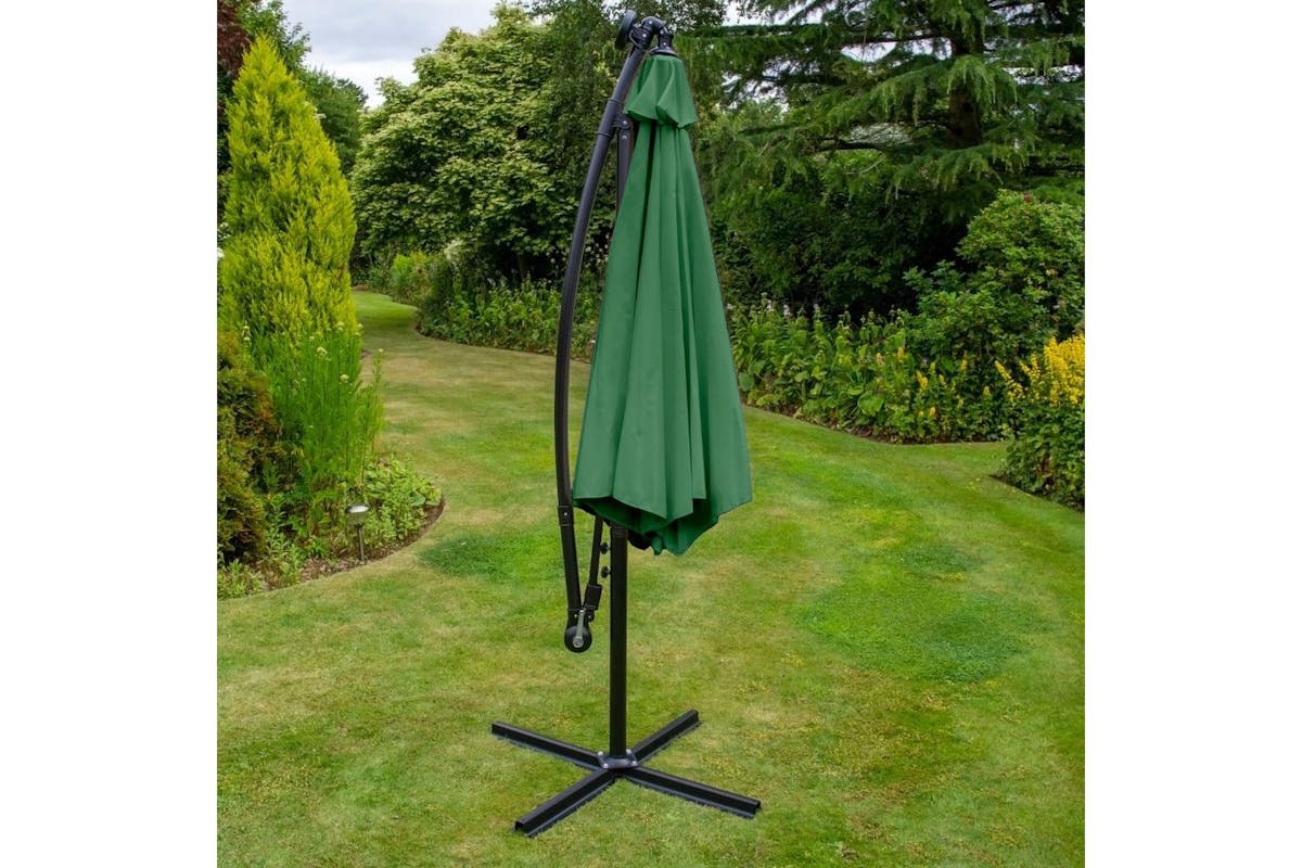 Monstershop 3m LED Cantilever Parasol | Green-4