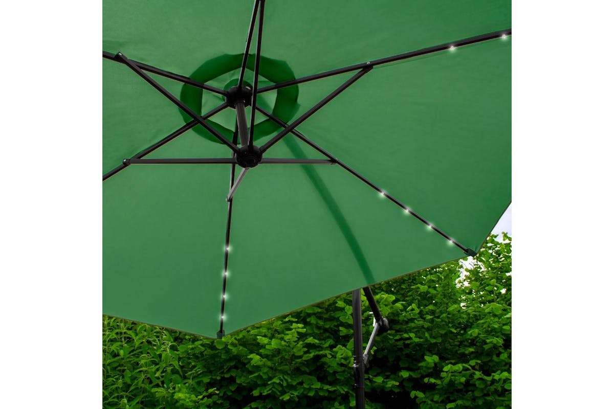 Monstershop 3m LED Cantilever Parasol | Green-6