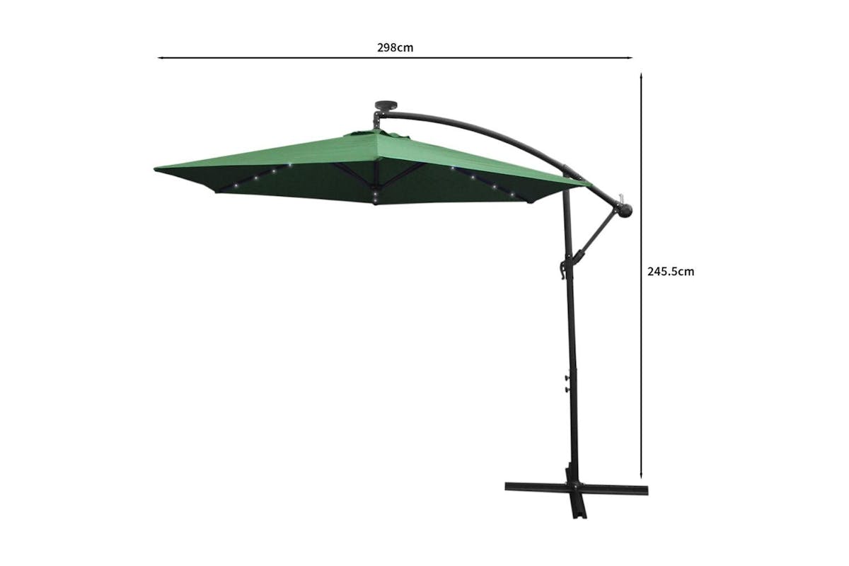 Monstershop 3m LED Cantilever Parasol | Green-9