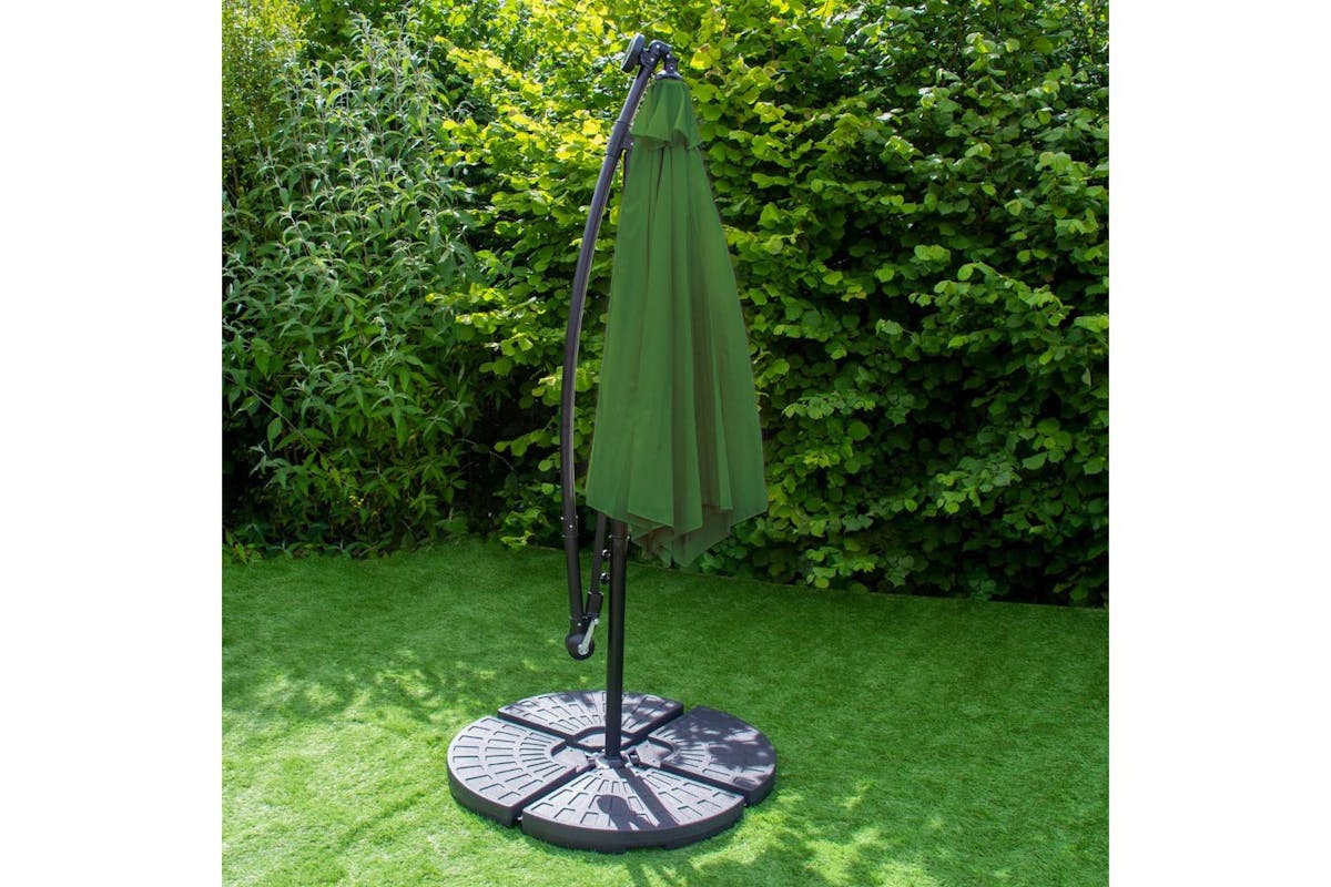 Monstershop 3m LED Cantilever Parasol | Green-3
