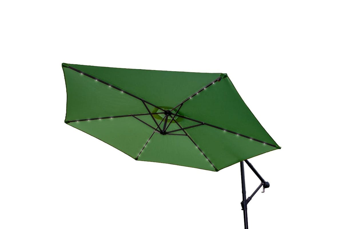 Monstershop 3m LED Cantilever Parasol | Green-4