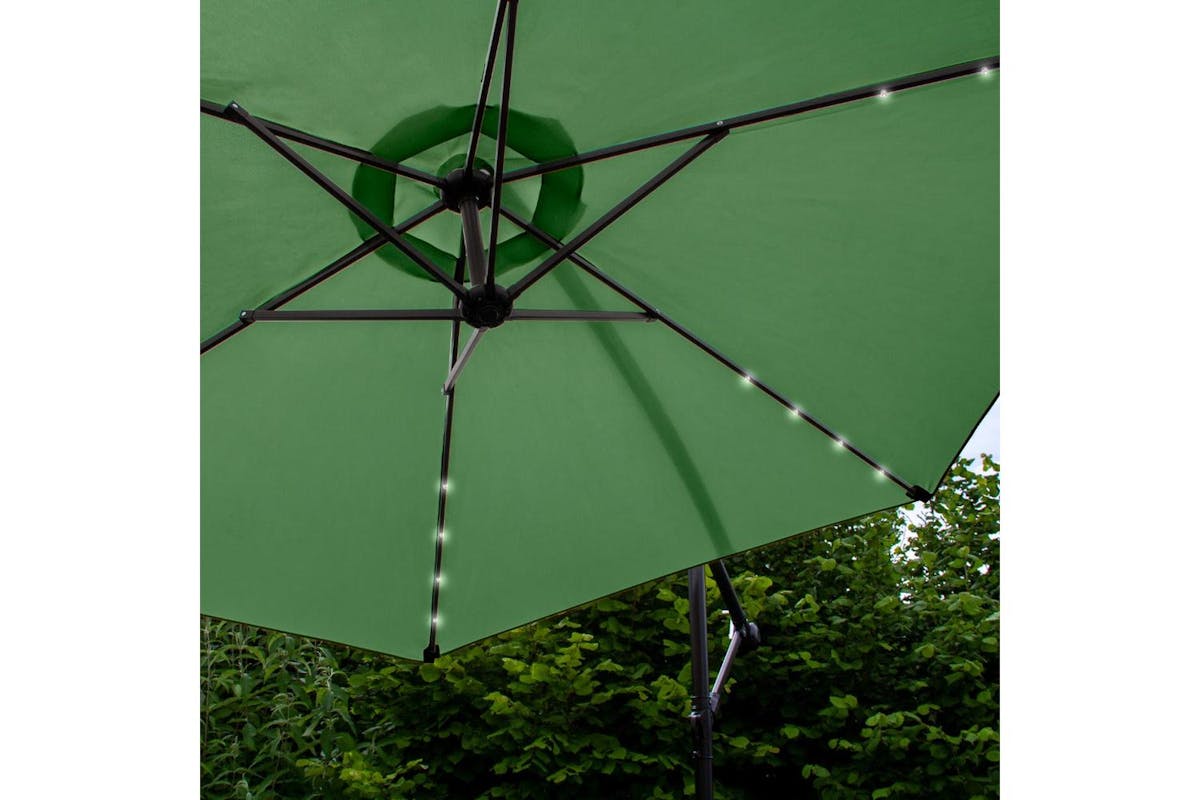 Monstershop 3m LED Cantilever Parasol | Green-6