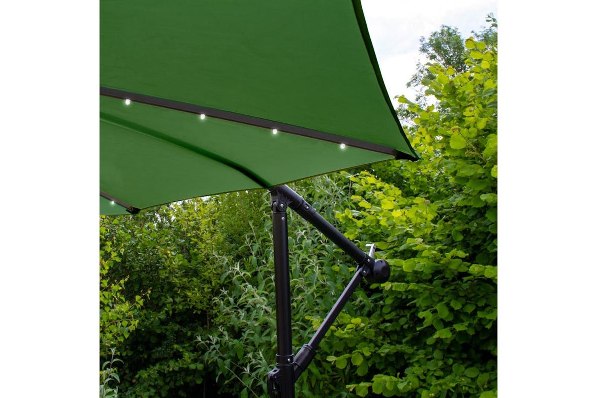 Monstershop 3m LED Cantilever Parasol | Green-9