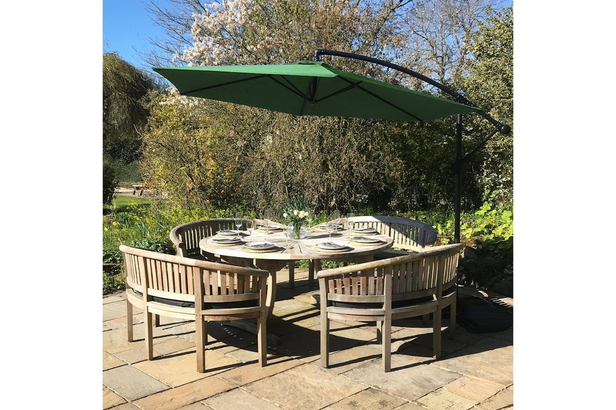 Monstershop Cantilever Parasol and Square Base | Green-2