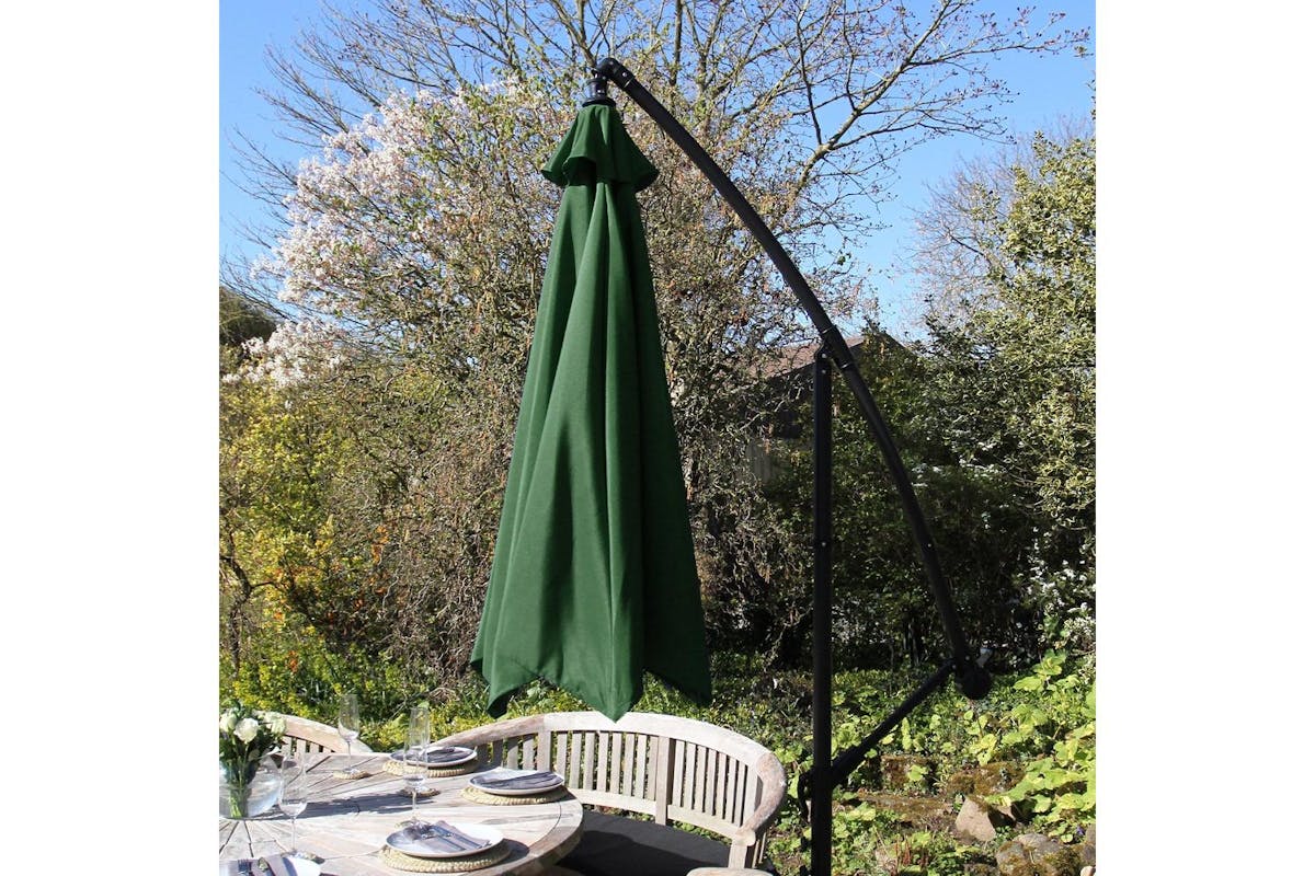 Monstershop Cantilever Parasol and Square Base | Green-3