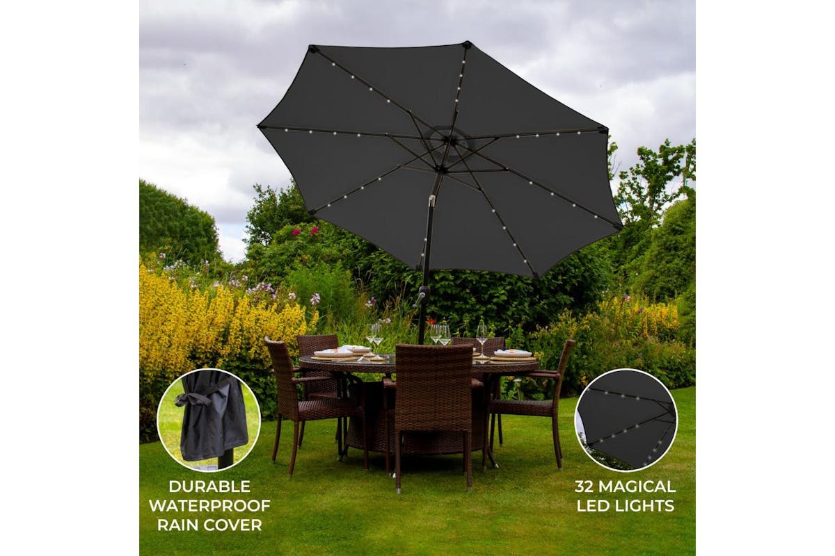 Monstershop 2.7m LED Tilt Parasol | Grey-4