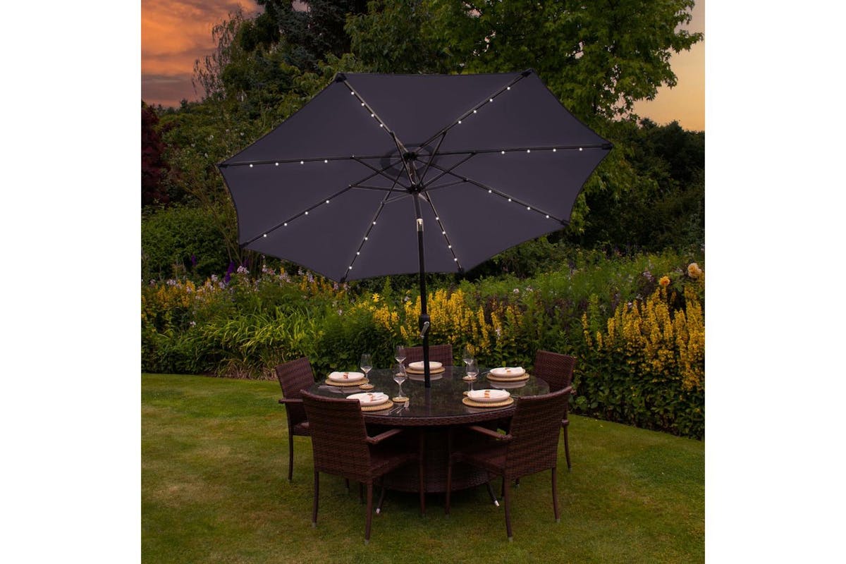 Monstershop 2.7m LED Tilt Parasol | Grey-3