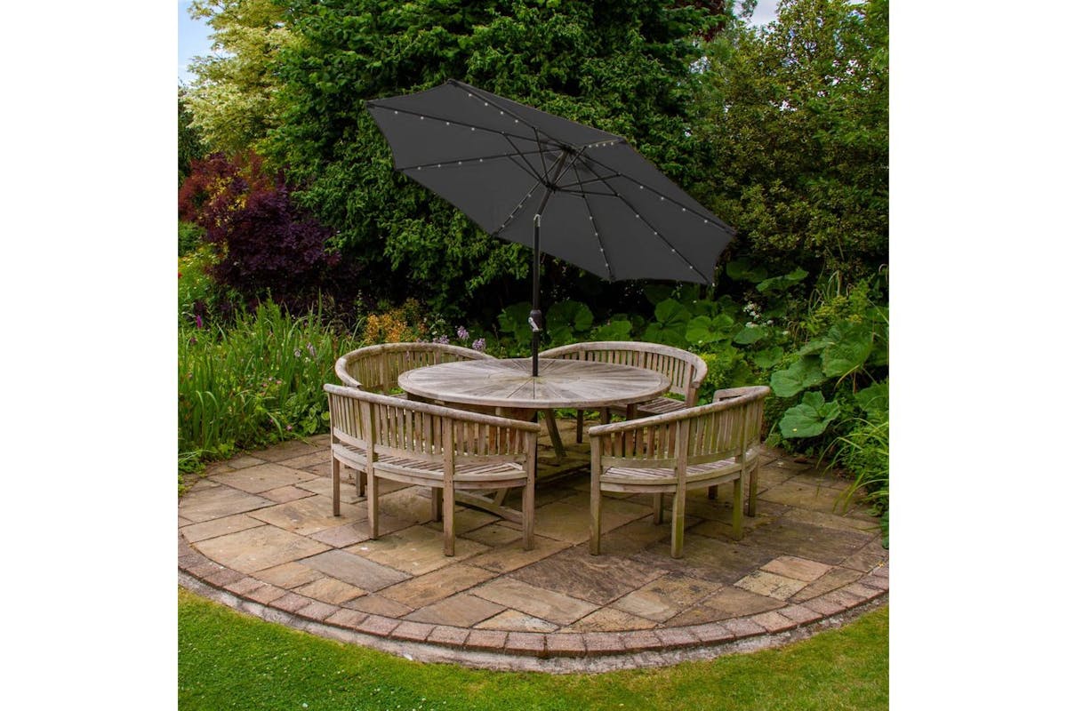 Monstershop 2.7m LED Tilt Parasol | Grey-2