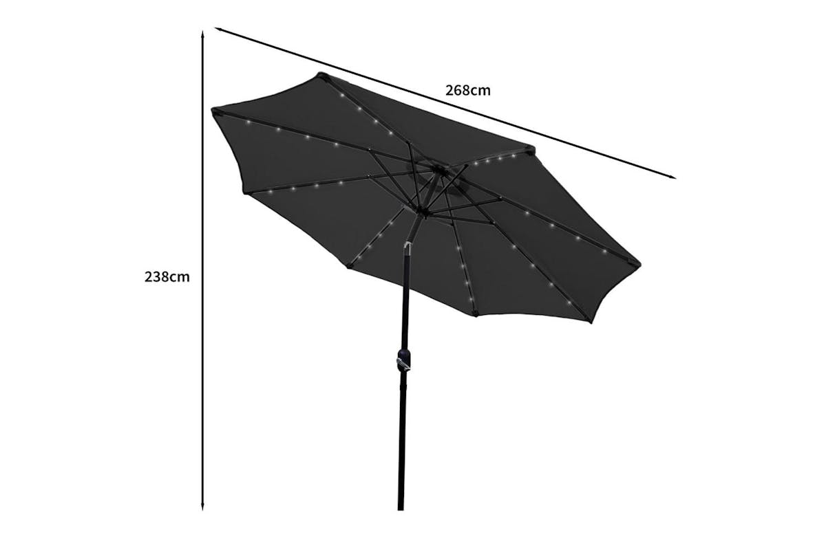 Monstershop 2.7m LED Tilt Parasol | Grey-8